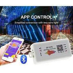 Controladora SP107e Bluetooth Music Ws2811, Ws2812b e RGB Digital 6803 133 e 328 Efeitos, Etc 5-24v