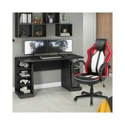 Mesa Gamer Xp Preto + Cadeira Gamer Royale Preto Branco E Vermelho