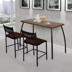 Mesa Pequena Para Cozinha Com Duas Cadeiras Preto E Marrom Fit Flora Aço Nobre