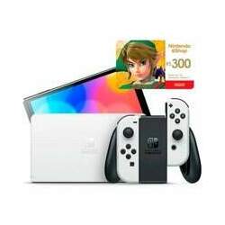 Console Nintendo Switch Oled Com Joy-Con, Branco + Gift Card Nintendo: 300 Reais - Cartão Presente Digital