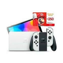 Console Nintendo Switch Oled com Joy-Con, Branco + Gift Card Nintendo: 250 Reais - Cartão Presente Digital