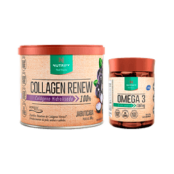 Kit com 1 lata de Collagen Renew 1 pote de Ômega3