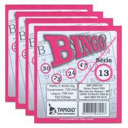 Cartela para Bingo 100 fls PT 15 Rosa - Tamoio