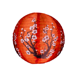 Luminária Oriental Vermelha Sakura Nylon - 30 cm