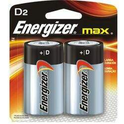 Pilha Energizer Max Alcalina Premium D (Grande) 1,5 Volts C/ 2 unidades Longa duração