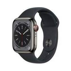 Apple Watch Series 8 (GPS + Cellular 41 mm) Caixa de Aço Inoxidável Grafite, Pulseira Esportiva Meia-noite
