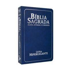 Bíblia Sagrada RC Letra Hipergigante Com Harpa E Corinhos Semiflexível Azul