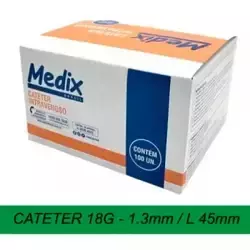 Cateter MEDIX 18G - Caixa com 100 Unidades