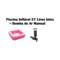 Kit Piscina Inflável Bebê Rosa Soft Intex + Bomba De Ar Manual