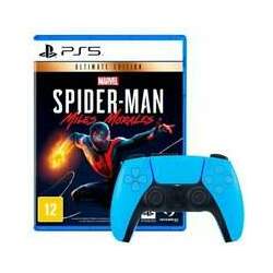 Kit Controle Sem Fio Sony PS5, DualSense, Starlight Blue + Jogo Marvel´s Spider-Man: Miles Morales Edição Ultimate PS5