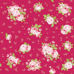 Tecido Tricoline Nacional True Friends Rose Garden 24 Rosas Fundo Partitura Vermelho (50 cm)