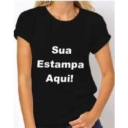 Camiseta Feminina Preta - Estampa Frente Média (A4)