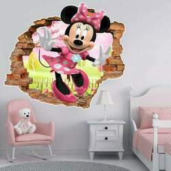 (0) Adesivo de Parede Buraco Falso Minnie Mouse Rosa
