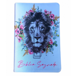 Bíblia Sagrada NAA - Letra Gigante com índice - Capa Leão Coroa de Flores