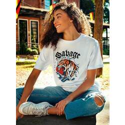 Camiseta Savage Tiger - Branca