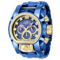 Relógio Masculino Invicta Bolt Zeus Magnum com Mostrador em Madrepérola, Invicta 39545, Azul e Dourado