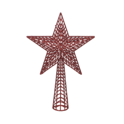 Ponteira Estrela Vermelha 3D com Glitter 36x25
