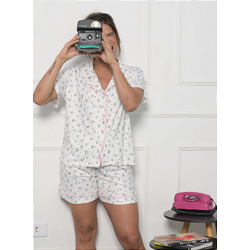 Pijama Short Doll em Modal com Botoes Serena Coracao 11383