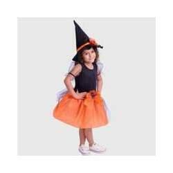 Fantasia Infantil Halloween Muvile Vestido e Chapéu Bruxinha