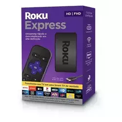 Express Streaming Player Full Hd Hdmi Usb Com Controle Roku Cor Preto