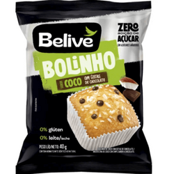 Bolinho Zero Adição de Açúcar Muffin Coco com Gotas de Chocolate Belive 40g