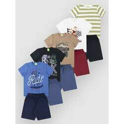 Kit 5 Conjuntos Camiseta/Bermuda Menino Verão -