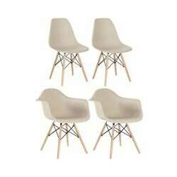 Conjunto 2 X Cadeiras Eames Daw Com Braços + 2 Cadeiras Eiffel Dsw - Nude