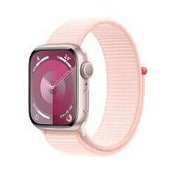 Apple Watch Series 9 41mm GPS Caixa Rosa de Alumínio, Pulseira Loop Esportiva Rosa-Claro, Neutro em Carbono - MR953BZ/A