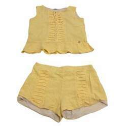 Conjunto blusa e short amarelo 10-12 anos