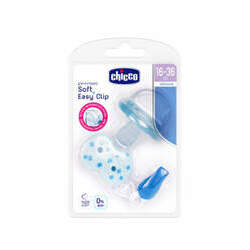 Chicco Kit Physio Soft Chupeta Clip c/ Corrente Azul 16-36M