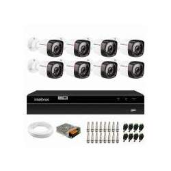 Kit 8 Câmeras de Segurança Full HD 1080p Lite 20 Metros Infravermelho DVR Intelbras HD Cabos e Acessórios