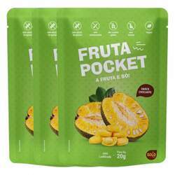 Jaca Liofilizada Fruta Pocket 100% Natural contendo 3 pacotes de 20g cada