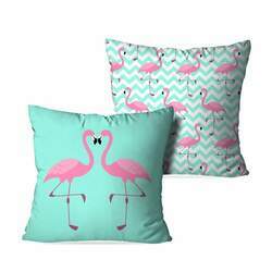 Kit 2 Almofadas Decorativas Flamingos Love