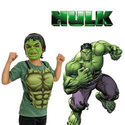 Fantasia Hulk Infantil Original kit Peitoral Musculoso e Máscara
