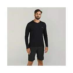Camiseta manga longa masculina com Proteção Solar UV LINE - Sport Fit - Preto