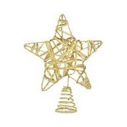 Ponteira Estrela Aramada Luxo Glitter Dourada 20Cm - Magizi