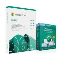 Microsoft 365 Family 1 licença anual para até 6 usuários Kaspersky Antivírus Total Security, 3 dispositivos Licença 12 meses