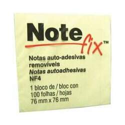 Bloco De Recado Autoadesivo Notefix 7,6 X 7,6 Cm Com 100 Folhas Amarelo 3M