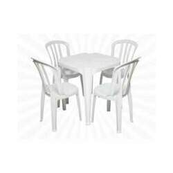 Conjunto Mesa 4 Cadeiras Bistro Branca Plástico Antares