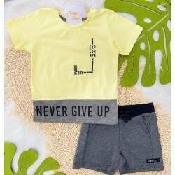 Verão 23/24 - Conjunto Camisa e Bermuda - Never Give Up - Amarelo