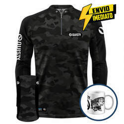 Combo Premium - Pro Elite Army Black Pesca Esportiva - Camisa Máscara Punho Luva Caneca Army Black Grátis - Envi