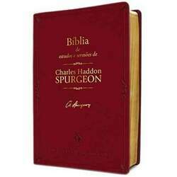 Bíblia de Estudos e Sermões de C H Spurgeon NVT Letra Normal Capa Luxo Vinho