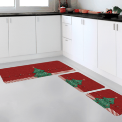 Kit 3 Tapetes de Natal para Cozinha Pinheiro de Natal Único