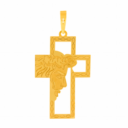 Pingente cruz de ouro 18k face de Cristo