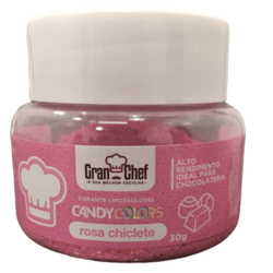 Corante Liposolúvel em Pó Candy Colors Rosa Chiclete 30g GRAN CHEF