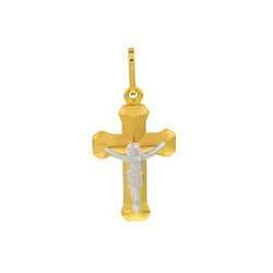 Pingente de ouro 18k crucifixo Jesus Cristo masculino / feminino
