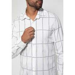 Camisa Manga Longa Grid Guess Branco