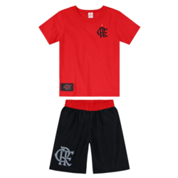 Conjunto Flamengo Infantil Vermelho/Preto Brandili