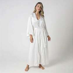 Robe Feminino Longo Cetim Off White
