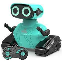 Robô Interativo com Controle Remoto, Olhos LED que Brilham, Música e Dança, 3 Anos, GILOBABY, Azul